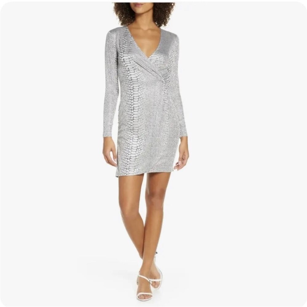 NWT French Connection Metallic Long Sleeve Dress